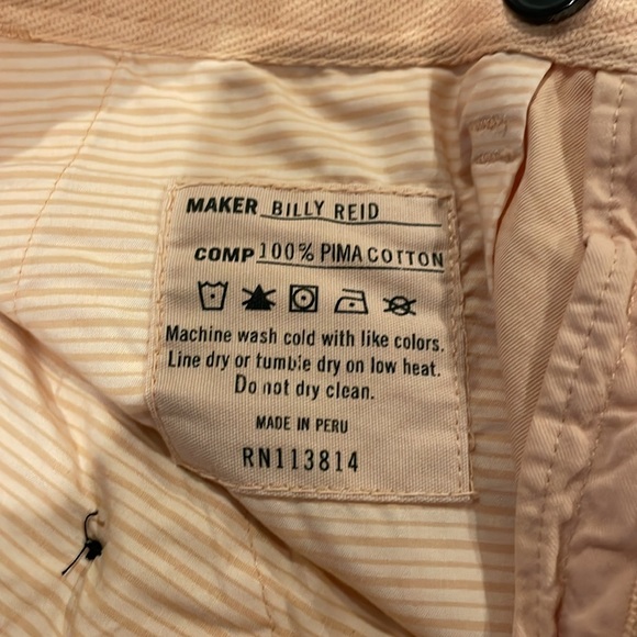 Billy Reid Men 32 Peach Chino Shorts 8” Inseam - Picture 5 of 7